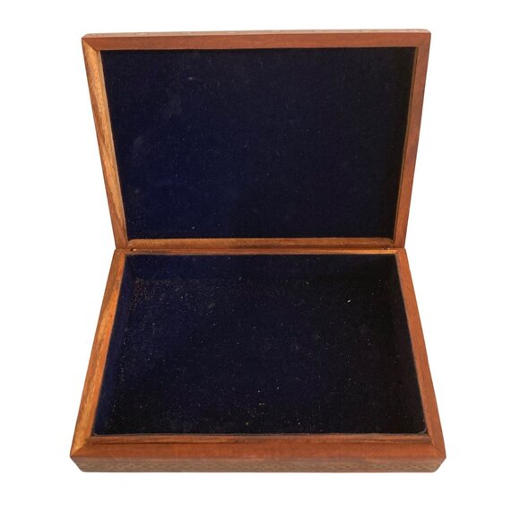 Buddha Wood Inlay Jewelry Trinket Stash Box Reverse Painted - Picture 4 of 8